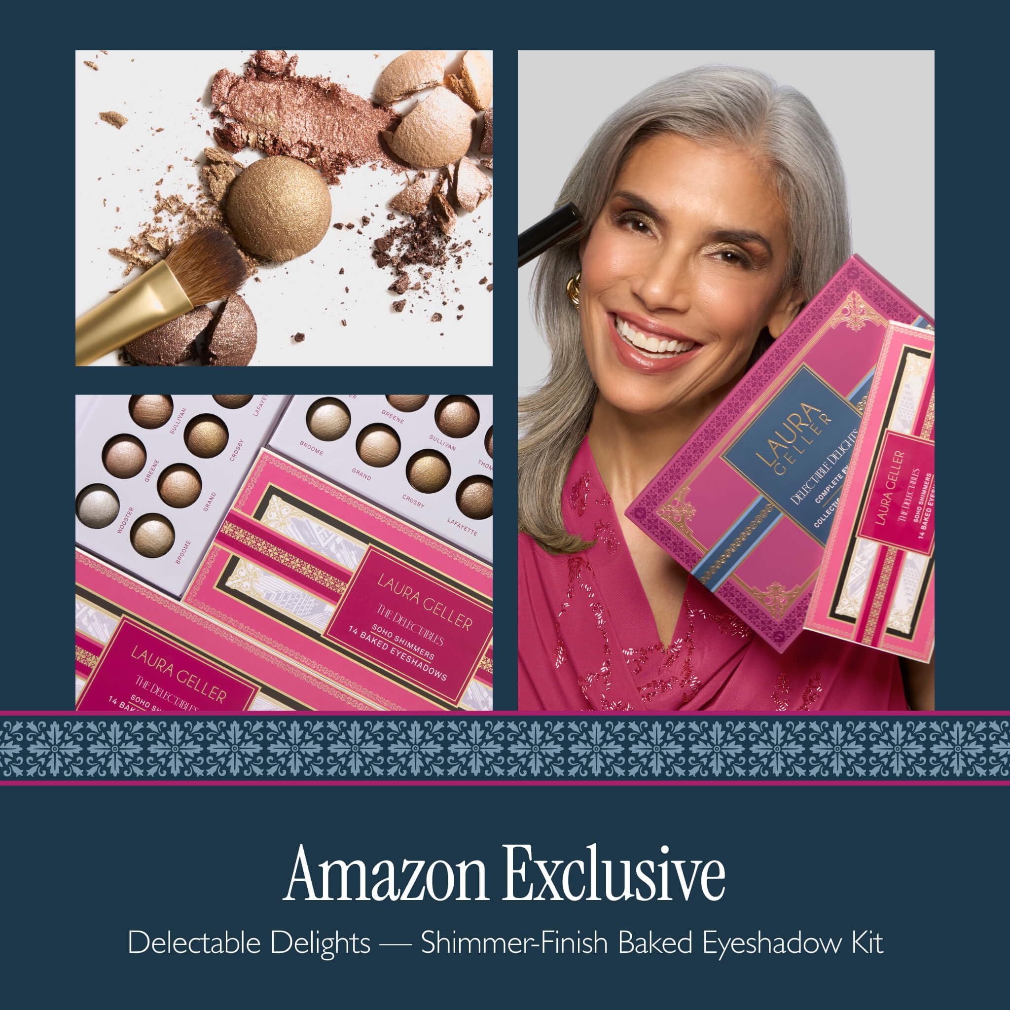 LAURA GELLER NEW YORK The Delectables Earthy Essentials Baked Eyeshadow Palette | 14 Pigmented Eyeshadows Blendable Natural Look