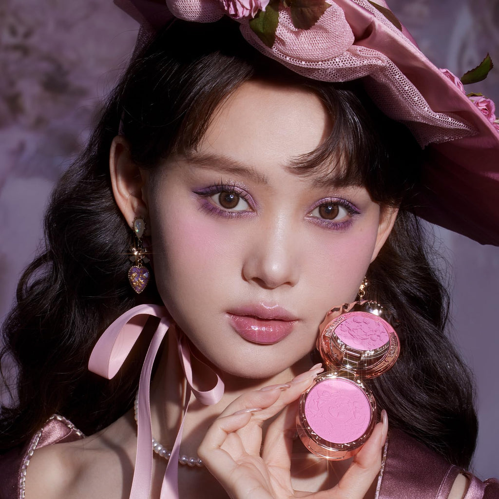 Flower Knows Strawberry Rococo Embossed Blush,Pink Matte Finish,Buildable & Blendable Powder Blush for cheeks,Natural Flush for All Skin Tones(03 Classic Ballet,5g)