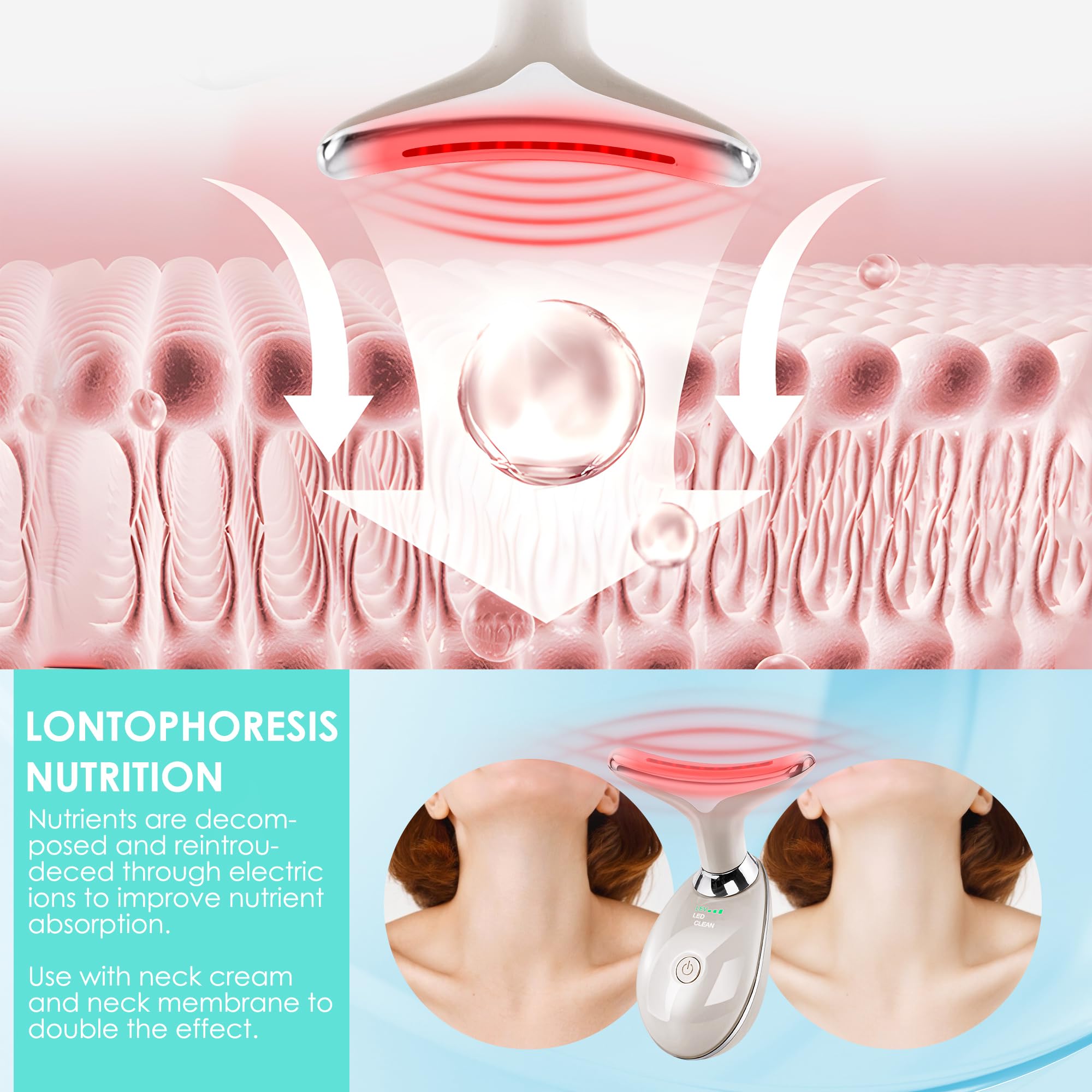 Facial Massager Face and Neck, Face 𝖲 culpting Wand Tool with 7 Color - Birthday, Christmas, Mothers Day, Valentines Day Gifts for Her Women Mom Best Friend Wife Teacher (White)