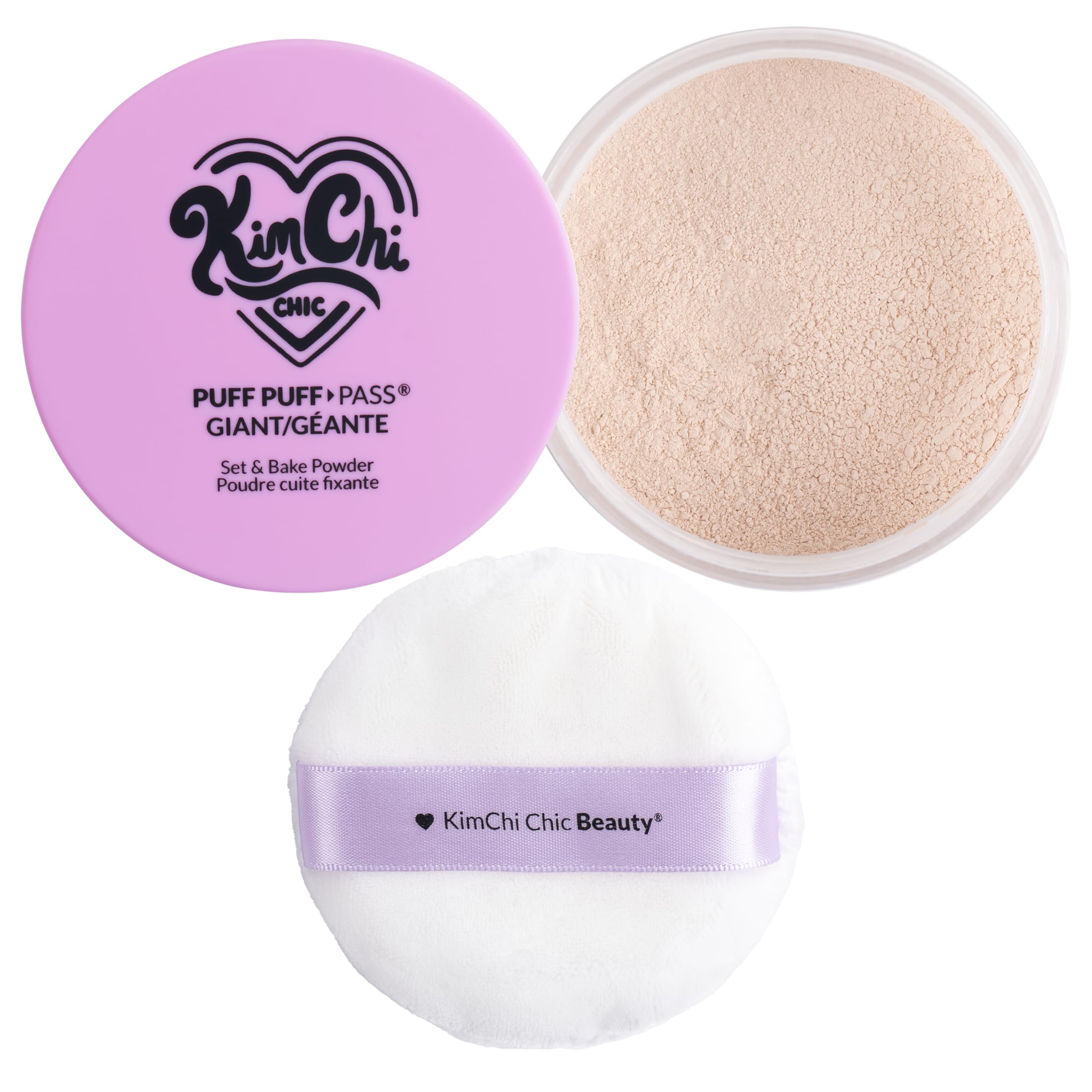 Kimchi Chic Beauty Puff Puff Pass Set and Bake Setting Powder for Makeup, Extra Fluffy Loose Face Powder Poof, Soft Natural Face Makeup for Uneven Skin Tone, 03 Translucent