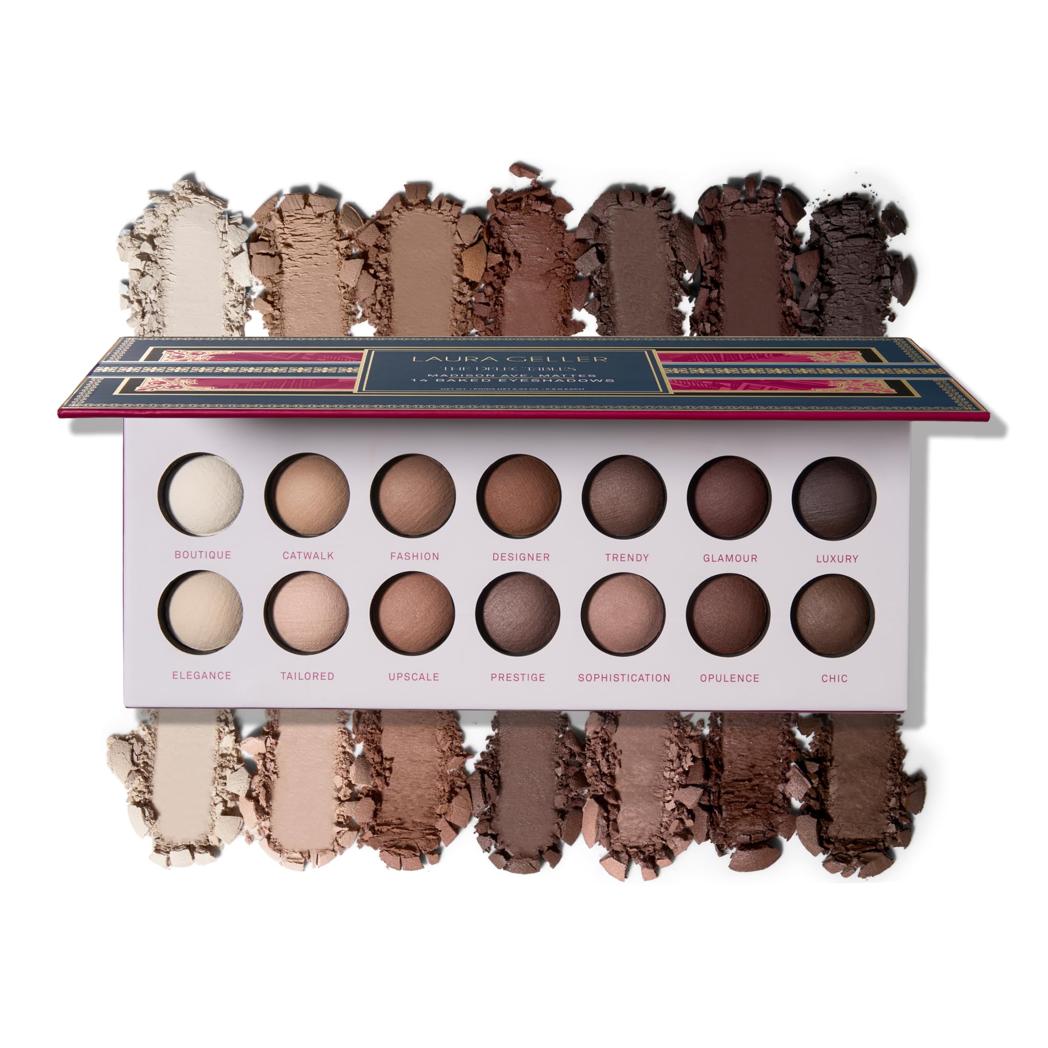 LAURA GELLER NEW YORK The Delectables Earthy Essentials Baked Eyeshadow Palette | 14 Pigmented Eyeshadows Blendable Natural Look