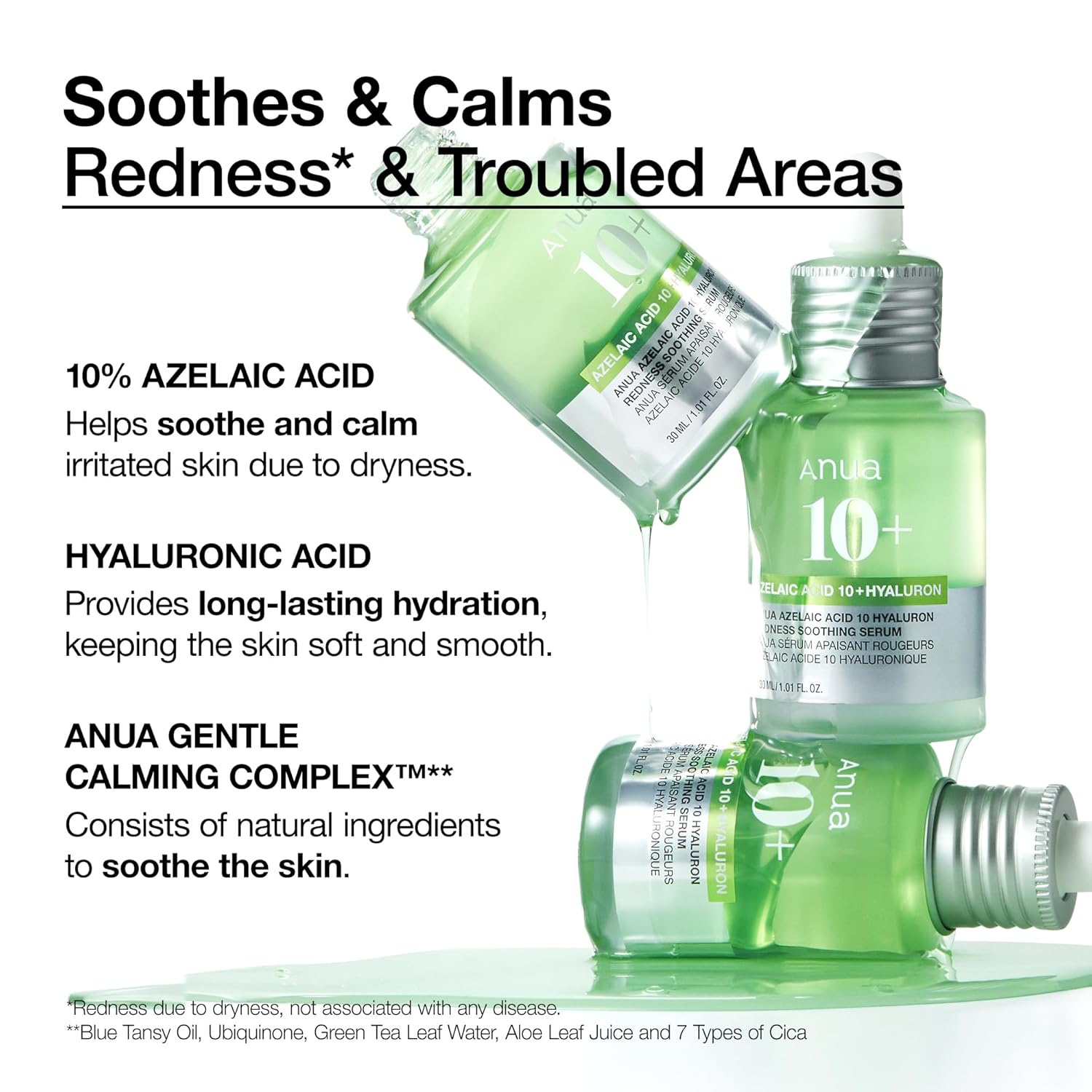 Anua Azelaic Acid 10 Hyaluron Redness Soothing Serum, Facial Serum for Troubled & Sensitive Skin