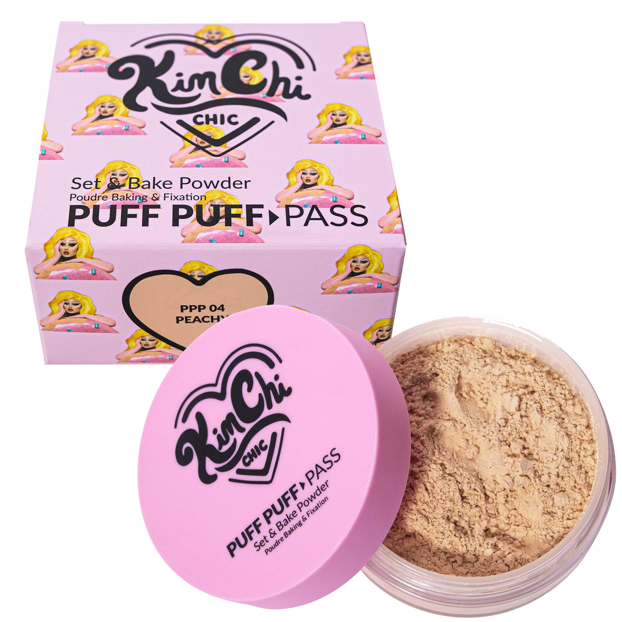 Kimchi Chic Beauty Puff Puff Pass Set and Bake Setting Powder for Makeup, Extra Fluffy Loose Face Powder Poof, Soft Natural Face Makeup for Uneven Skin Tone, 03 Translucent