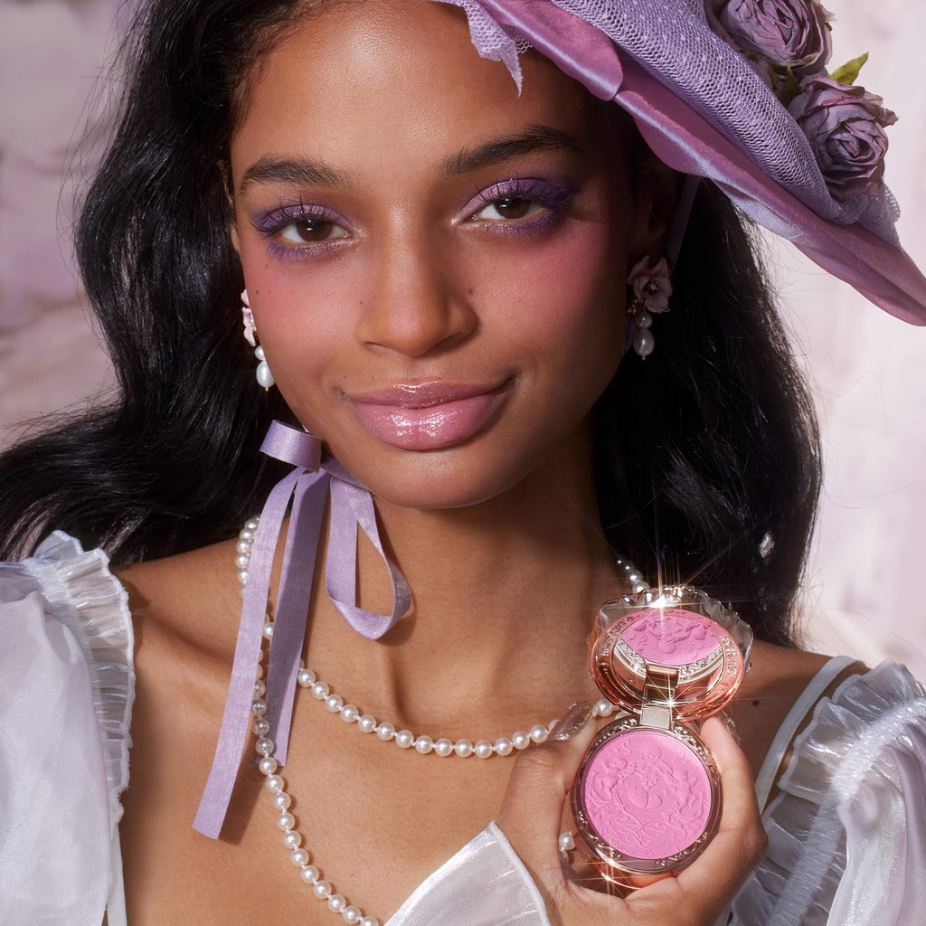 Flower Knows Strawberry Rococo Embossed Blush,Pink Matte Finish,Buildable & Blendable Powder Blush for cheeks,Natural Flush for All Skin Tones(03 Classic Ballet,5g)