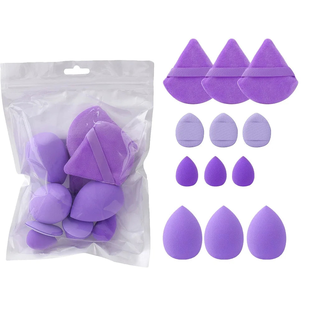 12pcs Soft All-Purpose Makeup Sponge Set Dry Wet Dual Use Beauty Tools Beauty Egg 4Types Powder Puff Foundation Sponges