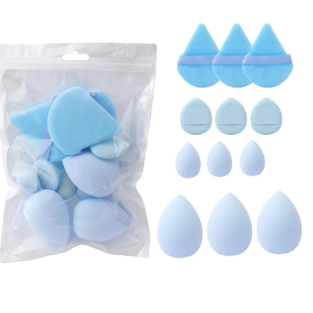 12pcs Soft All-Purpose Makeup Sponge Set Dry Wet Dual Use Beauty Tools Beauty Egg 4Types Powder Puff Foundation Sponges