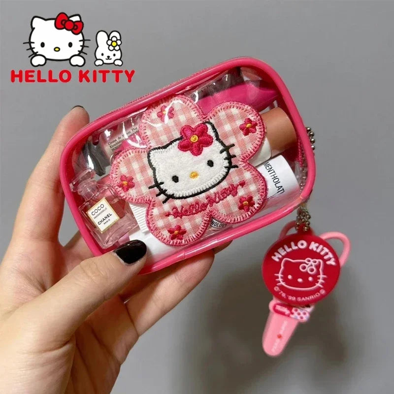 Hello Kitty Mini Organizer Makeup Bag Cute Transparent Waterproof Travel Cosmetic Case Small Portable
