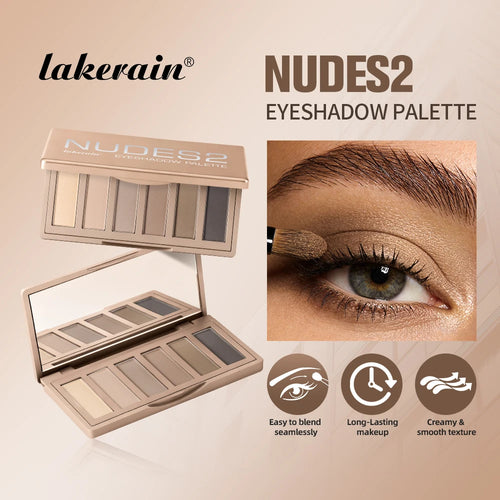 6 Colors Matte Nude Eyeshadow Shades Palette Long-Lasting All Day Fine & Non-Flying Powder Neutral Eyeshadow Makeup High Pigment