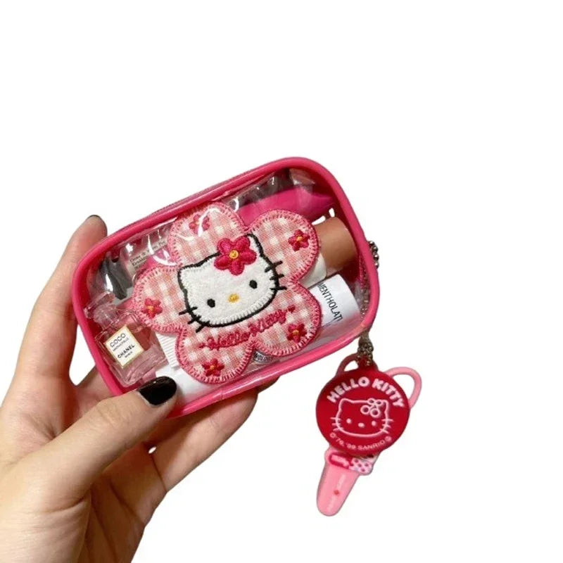 Hello Kitty Mini Organizer Makeup Bag Cute Transparent Waterproof Travel Cosmetic Case Small Portable
