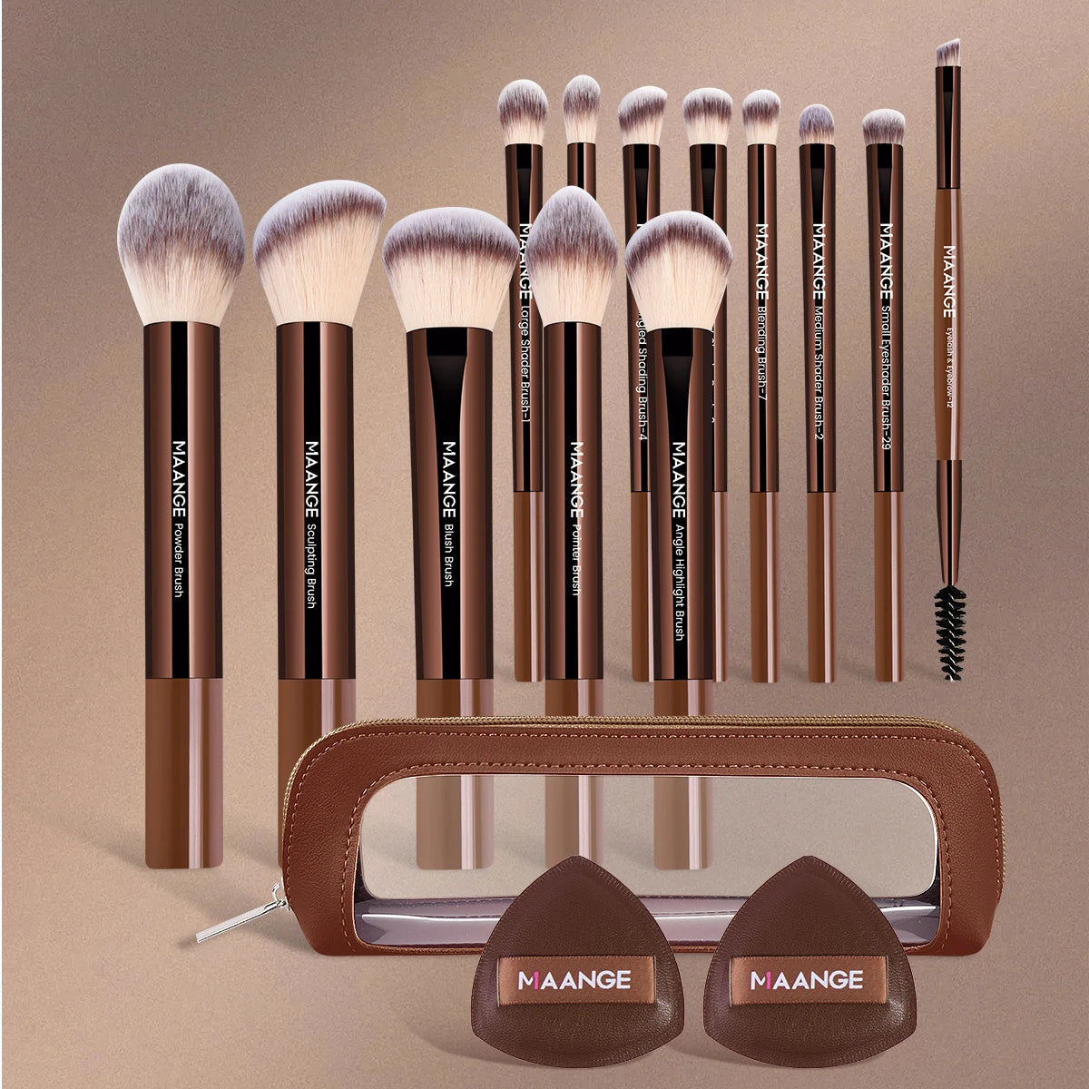 13pcs Makeup Brush Set Foundation Concealer Powder Eyeshadow Blush Brush & Kabuki Blending Brush.