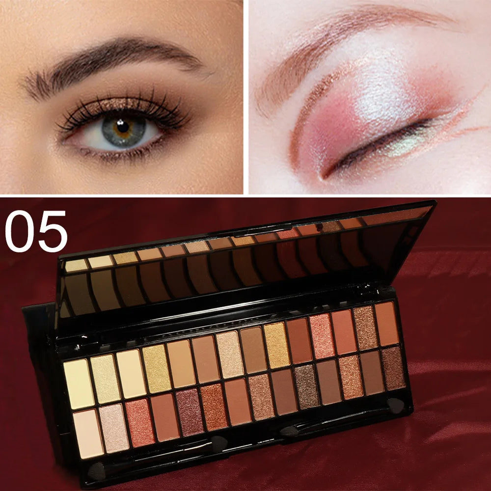 Matte Shimmer Eyeshadow Palette 28 Colors Waterproof Long Lasting Professional Makeup Kit With Dual Ended Brush