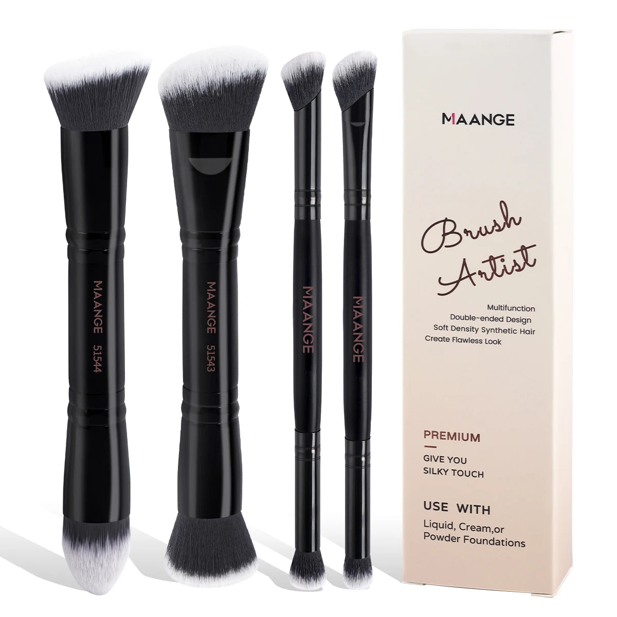 MAANGE 4pcs Basic Makeup Brushes With Box Dual-ends
