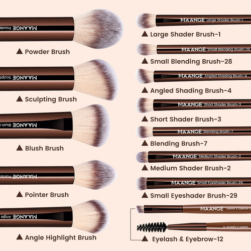 13pcs Makeup Brush Set Foundation Concealer Powder Eyeshadow Blush Brush & Kabuki Blending Brush.