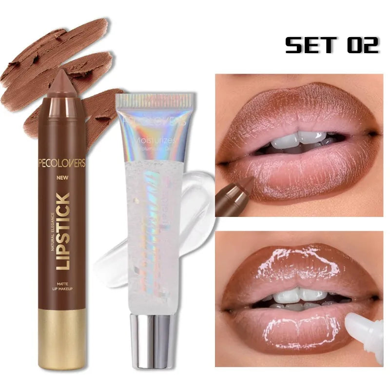Lipstick Suit, Lip Liner with Lip Gloss, Depicting The Contour of The Lips, Moisturizing The Lips, Charming Lips