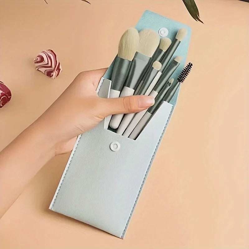 Makeup Brushes 8Pcs Set Travel Makeup Brush Kit with Bag Mini EyeShadow Foundation Loose Powder Blush Detail Brush Beauty Tools