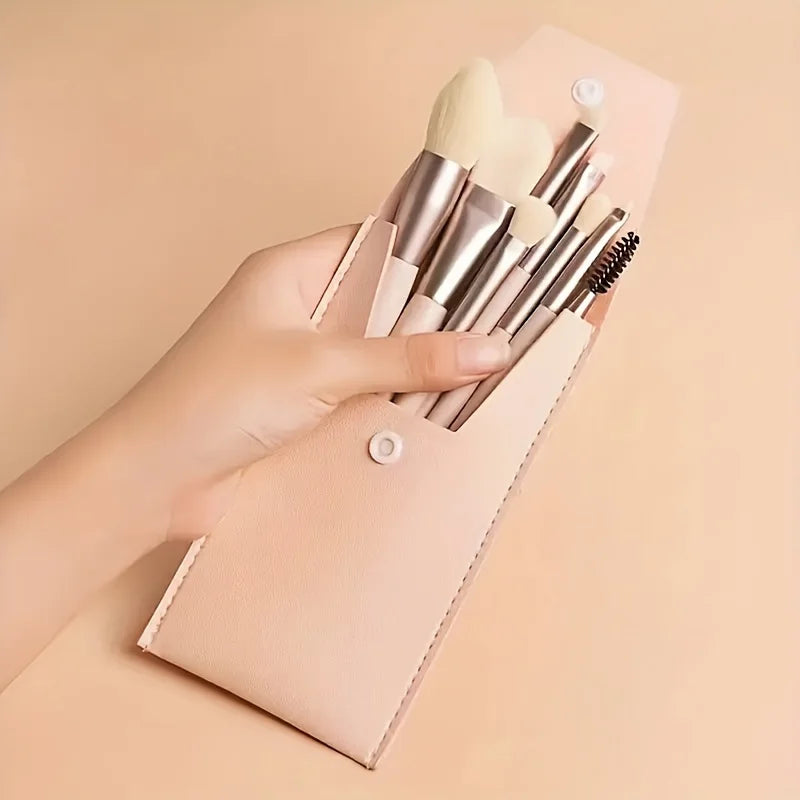 Makeup Brushes 8Pcs Set Travel Makeup Brush Kit with Bag Mini EyeShadow Foundation Loose Powder Blush Detail Brush Beauty Tools