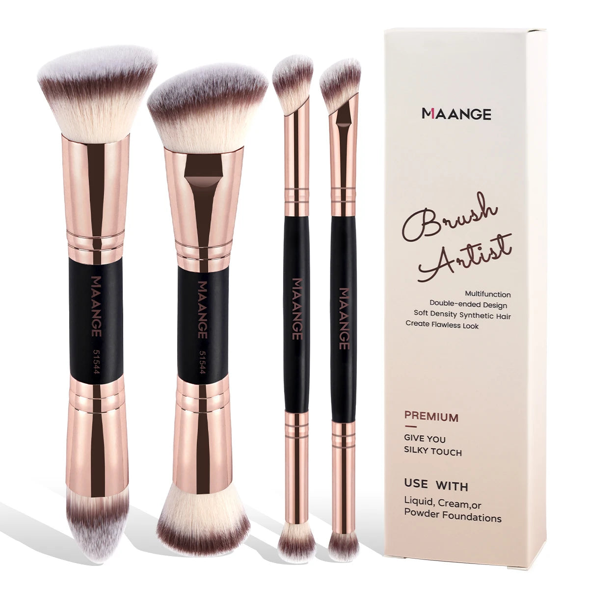 MAANGE 4pcs Basic Makeup Brushes With Box Dual-ends