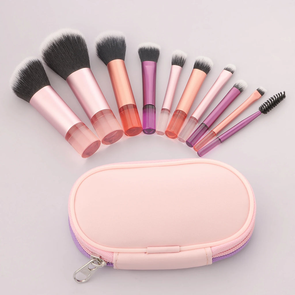 Makeup Brush Sets,10pcs mini with bag multifunctional