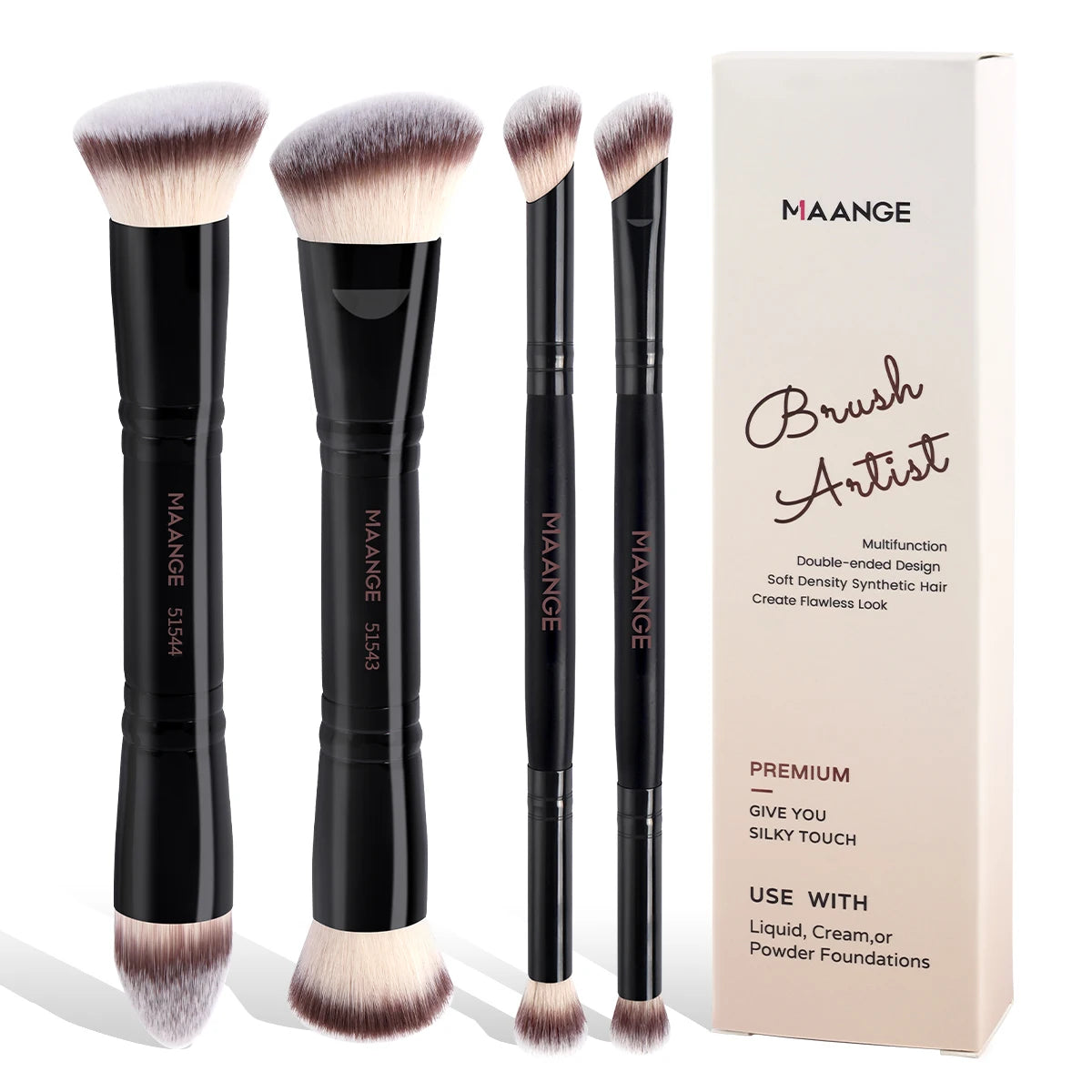 MAANGE 4pcs Basic Makeup Brushes With Box Dual-ends