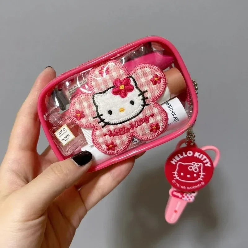 Hello Kitty Mini Organizer Makeup Bag Cute Transparent Waterproof Travel Cosmetic Case Small Portable