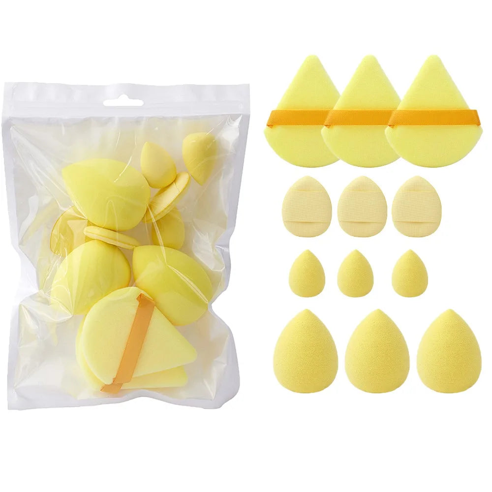 12pcs Soft All-Purpose Makeup Sponge Set Dry Wet Dual Use Beauty Tools Beauty Egg 4Types Powder Puff Foundation Sponges