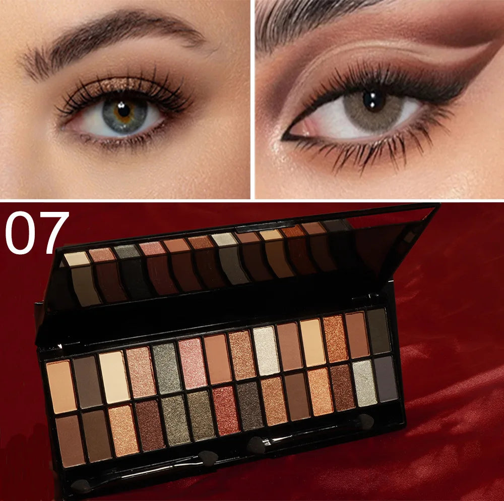 Matte Shimmer Eyeshadow Palette 28 Colors Waterproof Long Lasting Professional Makeup Kit With Dual Ended Brush