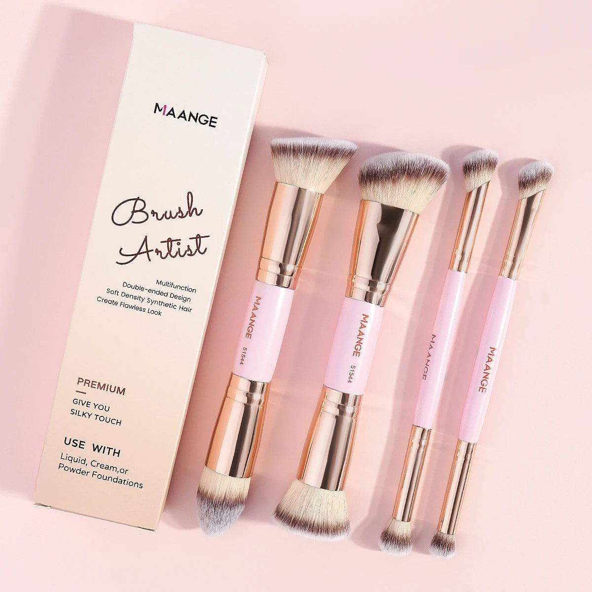 MAANGE 4pcs Basic Makeup Brushes With Box Dual-ends